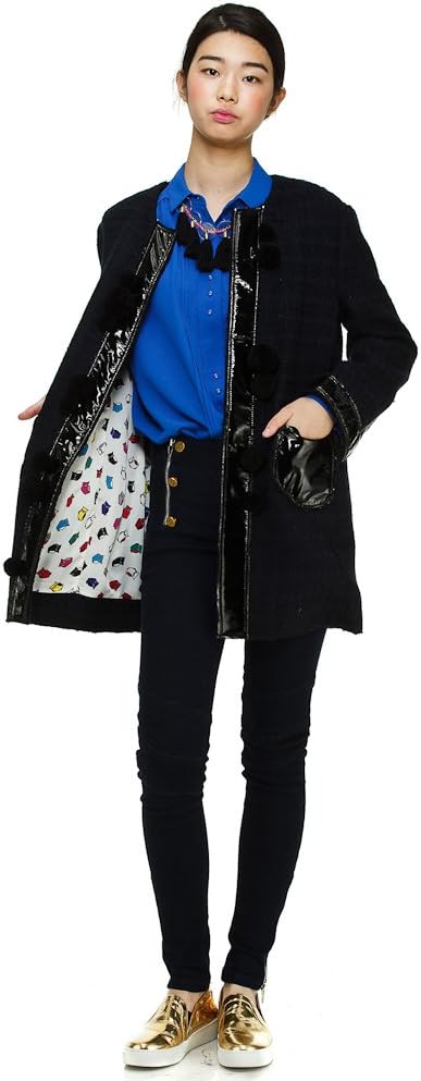 Lucky Chouette Women's [Collection] Pompom Tweed Coat