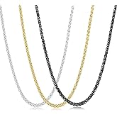Eulinviak Mens Necklaces 3 Pcs Set, 4mm Hypoallergenic Cuban Link Curb Chain Necklace 20/24 inch for Men Women