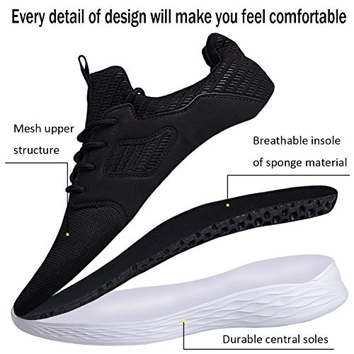 DierCosy Mens Running Shoes Tennis Shoes Mesh Breathable Lightweight Slip on Gym Walking SneakersBlack 9
