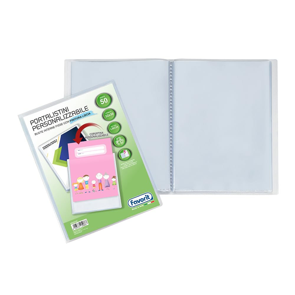 Favorit, Personalised Display Book with 50 Smooth Envelopes - Front Pocket, 22 x 30 cm, Transparent — image 1