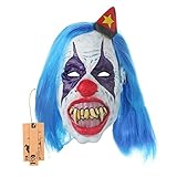 Hyaline&Dora Halloween Creepy Clown Mask With yellow Hair for Adults,Halloween Costume Party Props Masks (blue)