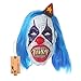 Hyaline&Dora Halloween Creepy Clown Mask with Yellow Hair for Adults,Halloween Costume Party Props Masks (Blue)