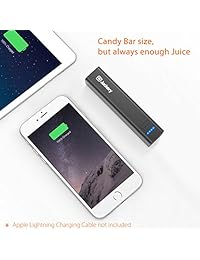 Mini cargador portátil Jackery 3200 mAh. Batería externa, banco de energía, y cargador portátil para Apple iPhone 6S, 6S Plus, 6, 5, iPad Pro, iPad mini, Samsung Galaxy S6 y S5., Negro