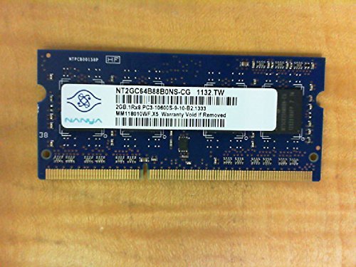 NANYA NT2GC64B88B0NS-CG 2GB NOTEBOOK SODIMM DDR3 PC10600(1333) UNBUF 1.5v 1RX8 204P 256MX64 256mX8 C