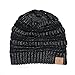 Yourstyle USA Trendy Warm Chunky Soft Stretch Cable Knit Slouchy Beanie (One Size, Black/Metallic Silver)
