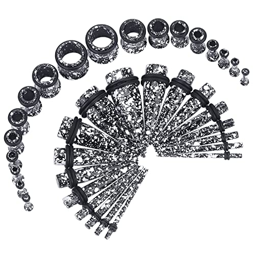 BodyJ4You 36PC Ear Stretching Kit - Beginner Gauges 14G-00G Starter Set - Stainless Steel Tapers Single Flare Plugs Screw Fit Tunnels - Women Eyelet Mens Earrings Expander Piercing Jewelry
