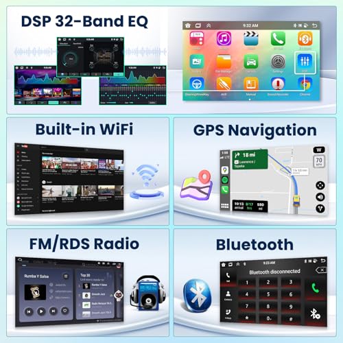 [6G+128G] Inefala Android 15 Car Radio for Fiat 500 2007-2015 with Wireless Carplay Android, 7 Inch Touchscreen Radio with GPS Navigation WiFi RDS/FM Bluetooth EQ SWC Rearview Camera Mic (White)