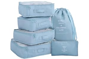 Fxkoolr 6 Set Packing Cubes for Suitcase Packing Organizers Packing Cubes for Travel, Nile Blue