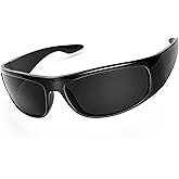 WISTON Wrap Around Sunglasses for Men Women Super Dark Blackout Sunglasses for Sensitive Eyes UV400 Protection W8005