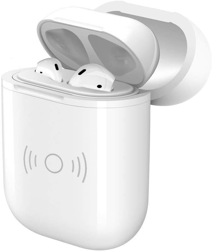 AirPods Wireless Charging Case, Twinkk Qi Wireless Charging Receiver Case Protective Cover Fits Air-Pods Compatible with All Qi Standard Wireless Charger (White)