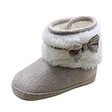 Weixinbuy Baby Girls Bowknot Fleece Crib Shoes Princess Snow Boots