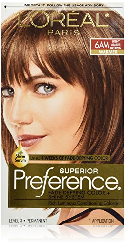 L'Oréal Paris Superior Preference Permanent Hair Color, 6AM Light Amber Brown