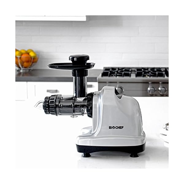BioChef-BCAX-Axis-Slow-Juicer-Stainless-Steel-150-W BioChef Axis Cold Press Juicer/Horizontal Masticating Slow Juicer (Wide Mouth) with 20 Year Warranty for Wheat Grass…