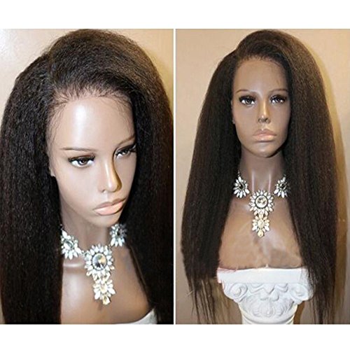 Kinky-Straight-Human-Hair-Wig-Italian-Yaki-Straight-Lace-Front-Human-Hair-Wigs-for-Black-Women-Glueless-Full-Lace-Wigs-with-Baby-Hair-18Inch-Full-Lace-Wig-130-Density-Natural-Color-small-cap