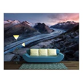 Winter Landscape of Curve Road Through Mountain Area - Removable Wall Mural | Self-Adhesive Large Wallpaper - 66x96 inches