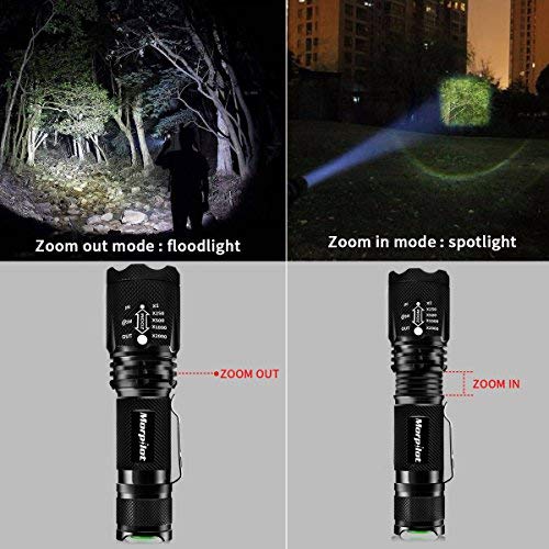 Morpilot 2 in 1 UV Tactical Flashlight Urine Detector, Upgrade 500LM Bright 4 Modes Handheld Flashlight with 395NM Ultraviolet Black Light for Spot Carpet Pet Urine Stain Catch Scorpions