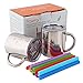 Housavvy Rabbit Stainless Steel Kids Cups with Lids and Straws,2 Pack of 10 Oz