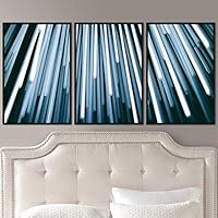 3 Piece Framed Canvas Wall Art Abstract Geometric Lights Mixed Media Canvas Prints Home Artwork Decoration for Living Room,Bedroom - 16