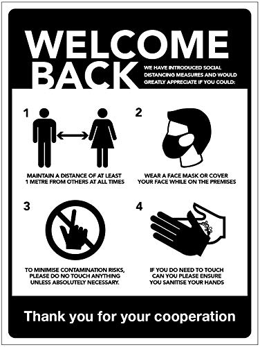 Caledonia Signs 28589H Welcome back - on site/in store COVID19 policies