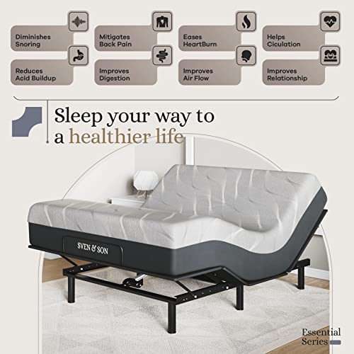 Sven & Son Queen Essential Adjustable Bed Base Frame + 14" Luxury Cool