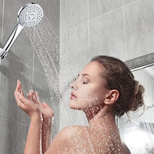 Black Friday Baban Handheld Shower Head with Powerful Shower Spray against Low Pressure Water Supply Pipeline, Multi-functions, Bathroom Accessories w/Hose, Bracket, and Teflon Tape- Chrome