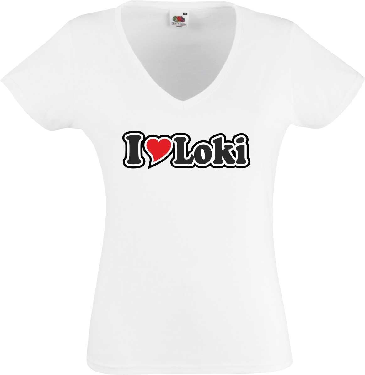Black Dragon - T-Shirt Women V-Neck - I Love with Heart - Party Name Carnival - I Love Loki