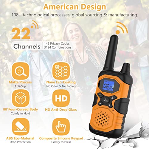 Rechargeable Walkie Talkies 4 Pack Long Range Walkie Talkies for Adults