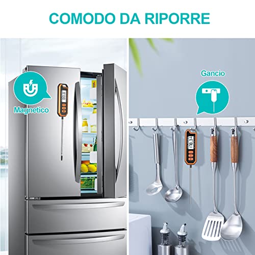 CIRYCASE Termometro Cucina, Termometro Barbecue a Lettura Istantanea con Sonda da 14.2 cm, Display LCD & Funzione di Mantenimento, Termometro Carne Ad Alta Precisione per Cucinare, Cuocere, ecc