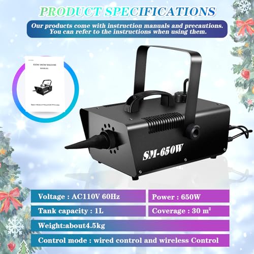 Retisee 2 Pcs Snow Machine 650W Wired Snow Making Machine Snowflake