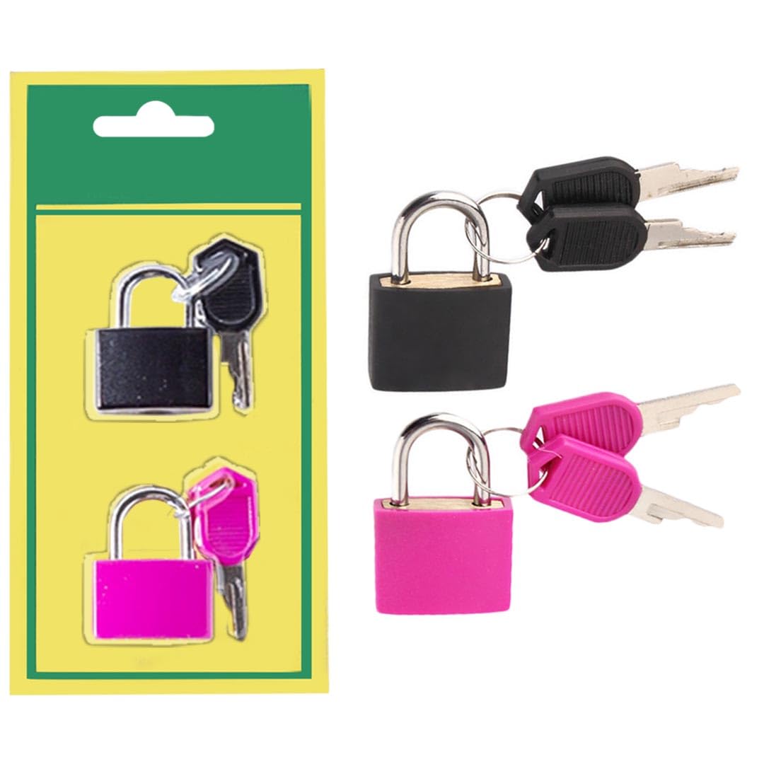 Photo 1 of 2 Pcs Small Locks with Keys,Multicolor Mini Key Locks, Plastic-Covered Copper Keyed Padlock for Luggage, Backpack, Gym Locker, Suitcase, Boxes