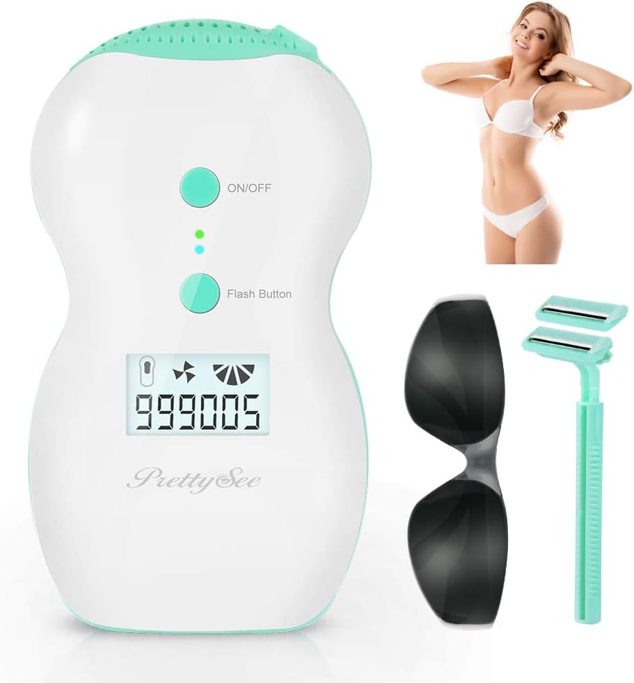 PRETTY SEE IPL Epilator Hair Removal Device Hair Shaver with 500,000 Flashes and 5 Intensity Levels