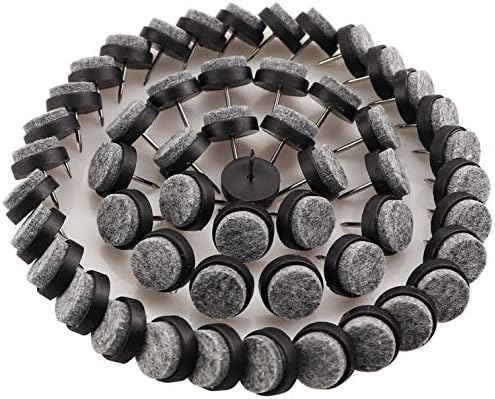 55Pcs 4/5" Dia. Heavy Duty Felt Nail-on Anti-Sliding Glide Pads for Chairs,Stools,Tables,Wooden Furniture Leg,Hard Wood Floor Protector(Black)
