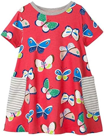 AYOMIS Girl's Cotton Cartoon Short Sleeve Unicorn Casual Dresses