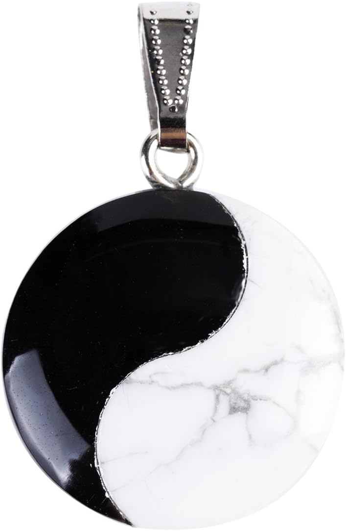 25mm Natural Chinese Style Taiji Round Healing Supreme Pole Pendants Necklace Chakra Free Pouch