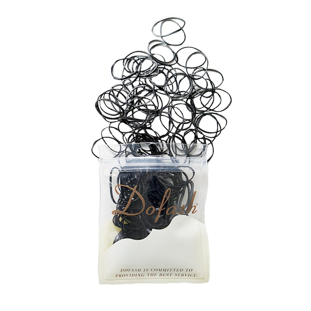 Dofash 2 * 75MM Polybands Hair Elastics Elastic Hair Ties Rubber Bands for Hair Elastic Hair Bands Hair Rubber Bands for Women's Hair - 200pcs (Black) — image 1
