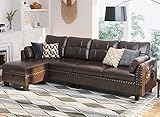 HONBAY Faux Leather Sectional Sofa Couch Reversible