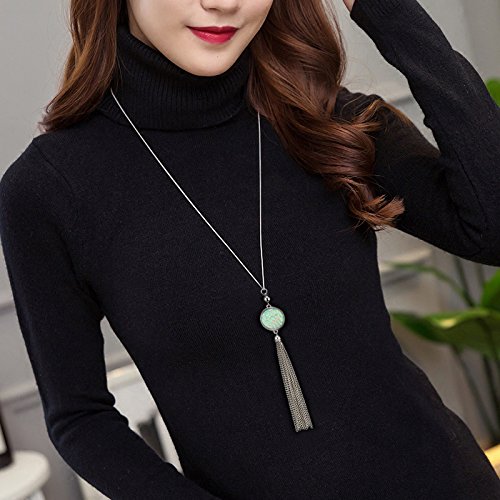 Sweater Chain and Tassel Long Necklace Bar Y Lariat Drop Pendant for Women