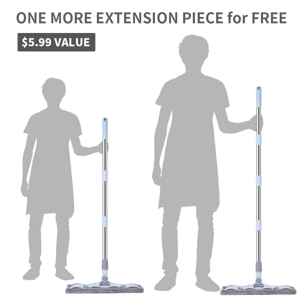 HOMTOYOU Microfiber Hardwood Floor Mop with 4 Washable Pads, 360 Rotation Dust Flat Mop with Ultra Long Stainless Steel Handle for Home/Office Floor Cleaning: Industrial & Scientific