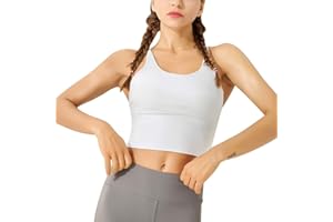 Womens Longline Sports Bra Padded Wirefree Yoga Crop Top Workout Running Fitness Tank Activewear