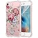 iPhone 7 Case, JAHOLAN Floral Design Flower Printed Shockproof Hard Plastic Slim Clear Case with TPU Bumper Protective Back Phone Case Cover for Apple iPhone 7, Red Peony