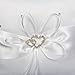 Remedios 2 Heart Rhinestones Ivory Satin Flower Girl Basket and Ring Pillow Set
