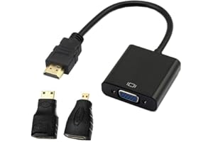 chenyang HDMI to VGA Adapter,Gold-Plated HDMI Male to VGA Female Cable Adapter with Micro/Mini HDMI Converter for Computer, D