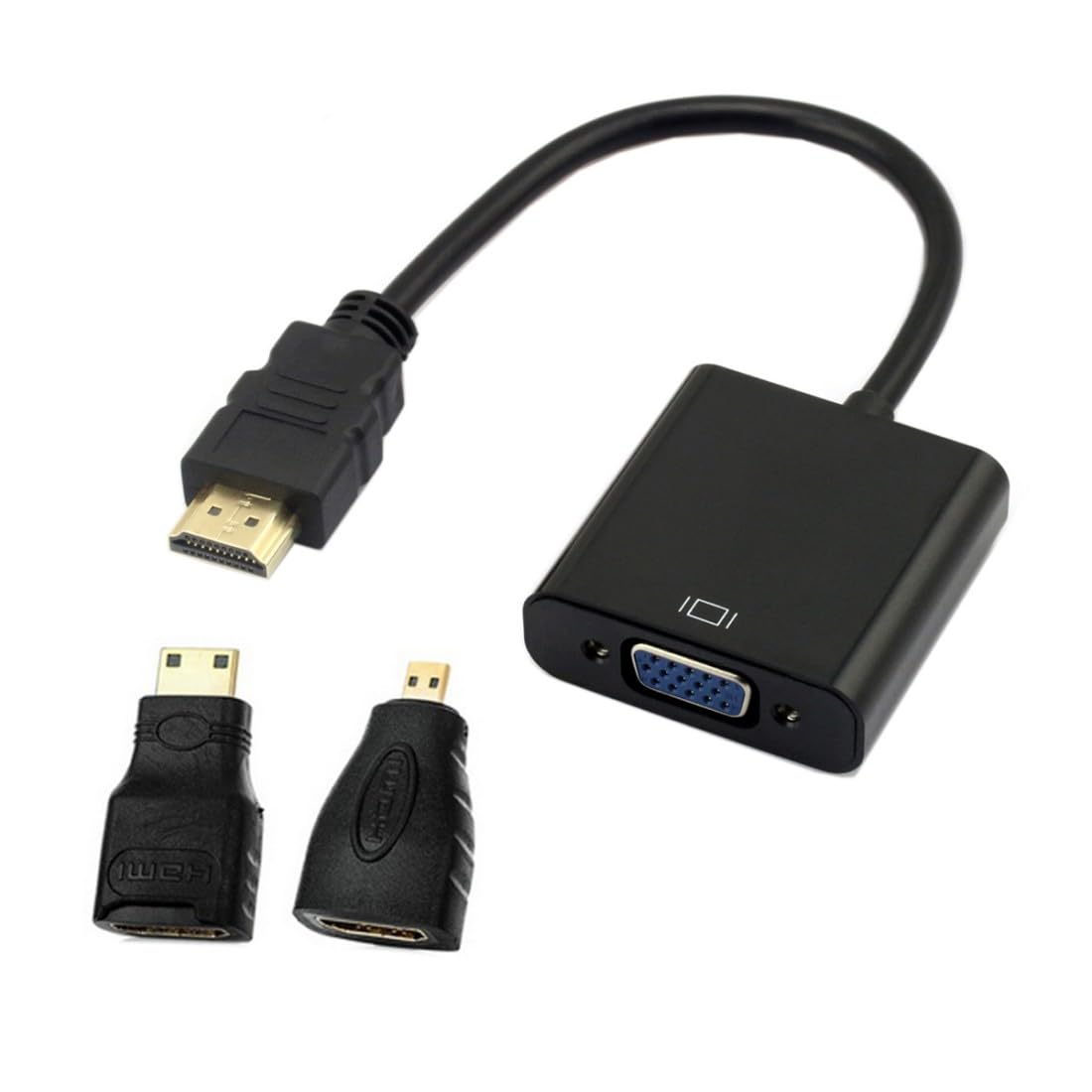 Photo 1 of chenyang HDMI to VGA Adapter, Gold-Plated HDMI Male to VGA Female Cable Adapter with Micro/Mini HDMI Converter for Computer, Desktop, Laptop, Monitor, Projector