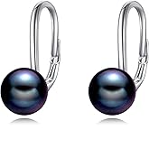 925 Sterling Silver Black Pearl Leverback Earrings Drop Jewelry Gifts for Women