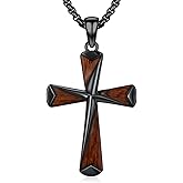 MEDWISE Wooden Cross Necklace Black/Silver/Gold for Men S925 Sterling Silver Real Natural Ebony Wood Cross Pendant Cross Necklaces Protection Jewelry for Men Women Wife Husband Friend Birthday Gifts