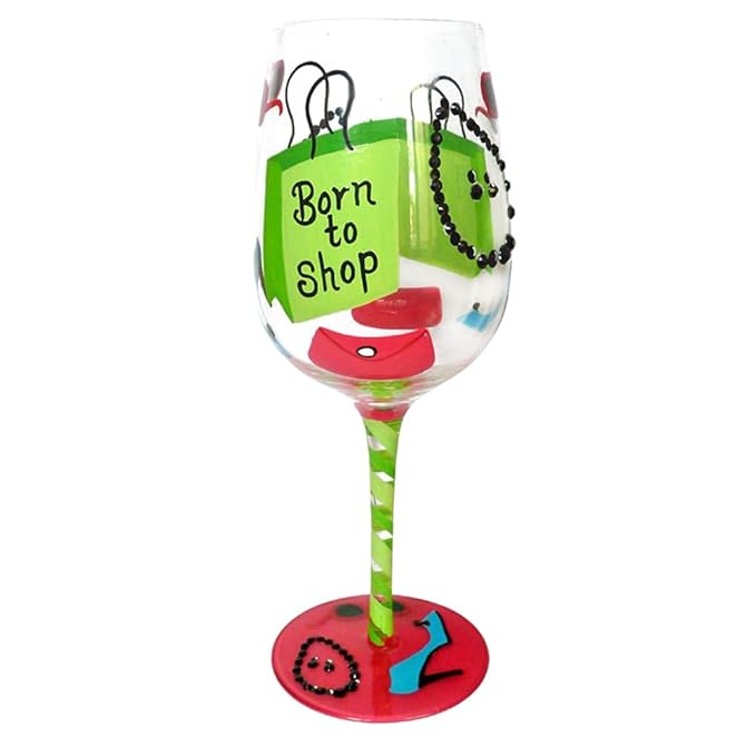 Top Shelf Born to Shop Wine Glass Amazon.co.uk Kitchen & Home