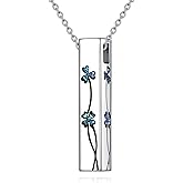 HKPATOP Cremation Urn Necklaces for Ashes Sterling Silver 3D Vertical Bar Memorial Pendant for Loved Ones Keepsake Cremation Jewelry Gifts for Women Men