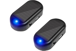 HIPOPY 2PCS Car Solar Power Simulated Dummy Alarm, Anti-Theft LED Flashing Security Light Fake Lamp, Auto Warning Interior Safety Lights with USB Charger Port, Car Accessories for Most Cars (Blue/2PCS)