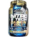 MuscleTech NitroTech Casein Gold Protein Powder, Sustained-Release Micellar Casein, Vanilla Bliss, 2.5lbs