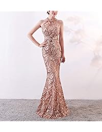 Chowsir - Vestido largo para mujer, elegante y con cuello halter